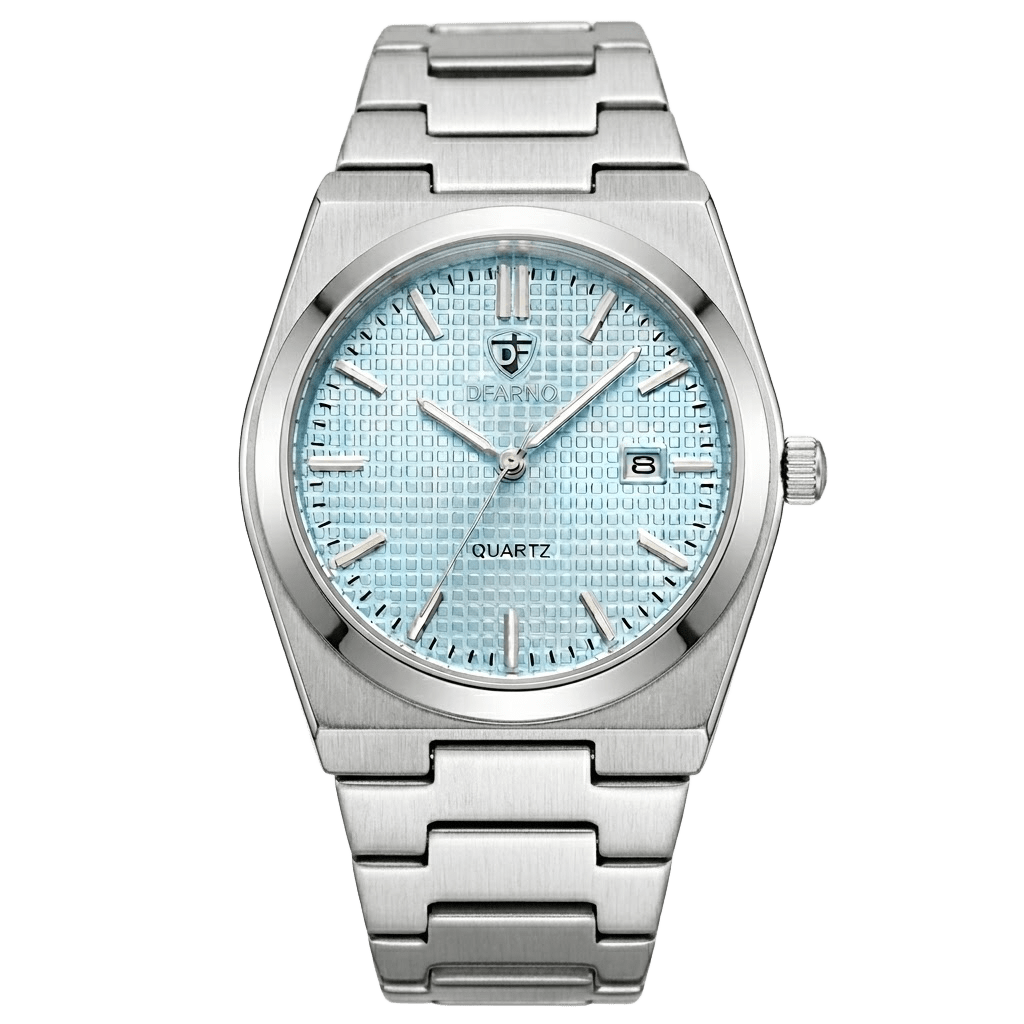 Reloj Hombre DFARNO Ice Blue Acero Inoxidable Luminiscente Broche Mariposa Cuarzo Fecha