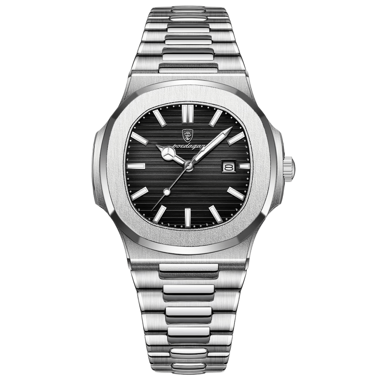 Reloj Hombre POEDAGAR 613 Carátula Negra Acero Inoxidable Luminiscente Broche Mariposa
