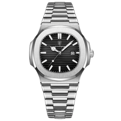Reloj Hombre POEDAGAR 613 Carátula Negra Acero Inoxidable Luminiscente Broche Mariposa