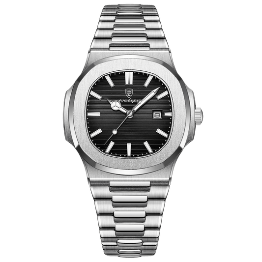 Reloj Hombre POEDAGAR 613 Carátula Negra Acero Inoxidable Luminiscente Broche Mariposa